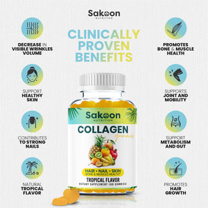 Sakoon nutrition Halal Collagen Gummies for Women and Men - Anti Aging, Hair Growth, Skin Care & Strong Nails Protein Collagen Supplements - Non-GMO, Gluten Free - Made in USA Sakoon nutrition buy supplements Au