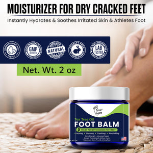 FOOT CURE Tea Tree Oil Balm – Moisturizer for Dry Cracked Feet – Instantly Hydrates & Soothes Irritated Skin & Athlete's Foot – Best Foot Care for Women and Men (Pack of 2) FOOT CURE buy supplements Au