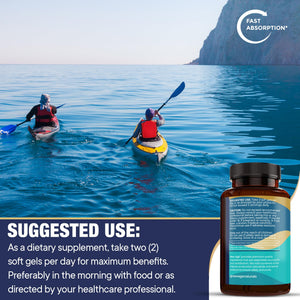Suplement NEW AGE Omega 3 Fish Oil 2500mg Supplement Non GMO - EPA, DHA Fatty Acids Gluten Free (180 Softgels (Pack of 2)) - VelvetGlow USA