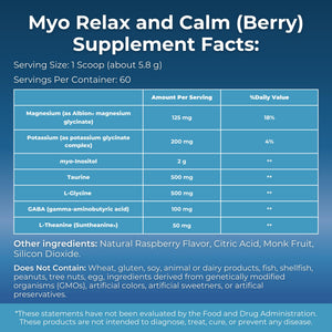 MYOXCIENCE Myo Relax & Calm | Myo-Inositol, L-Theanine, Taurine, Magnesium & GABA | Supports Sleep, Neurotransmitter & Hormone Support (Berry Flavor) (60 Servings) MYOXCIENCE buy supplements Au