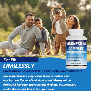 Magnesium Complex Supplement - 8 Elemental Magnesium 1000mg - Glycinate, Citrate, Malate, Taurate Chelated | Easy Absorption, Energy Support | Vegan Non-GMO, 90 Capsules (1pc) KFUKFU buy supplements Au
