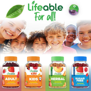 Lifeable Kids Multivitamin Gummies | Great Tasting Multivitamin for Kids | with Vitamins A, C, D, E, B6, B12, Zinc, Biotin Lifeable