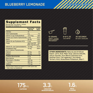 Suplement Optimum Nutrition Gold Standard Pre-Workout, Vitamin D for Immune Support, with Creatine, Beta-Alanine, and Caffeine for Energy, Keto Friendly, Blueberry Lemonade - VelvetGlow USA