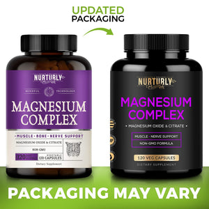 Magnesium Citrate & Oxide 500mg Complex Supplement - High Absorption Maximum Strength - Helps Support Bone Density and Strength, Muscles, Energy and Sleep - 120 Vegan Capsules NURTURLY buy supplements Au