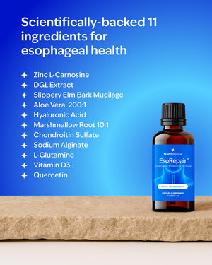 EsoRepair Nano Esophageal & Stomach Health Supplements for Men & Women - Digestive Comfort - Slippery Elm Bark, Zinc L-Carnosine & Aloe Vera Extract - Non-GMO & Dairy Free NANOREVIVE buy supplements Au