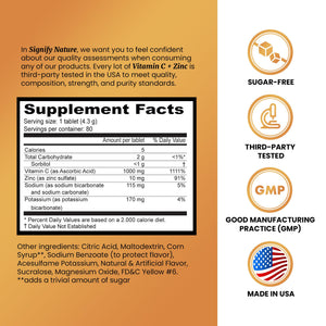 SIGNIFY NATURE Vitamin C 1000mg Effervescent Tablets - Potent Immune Support VIT C with Zinc Supplement - Sugar-Free & Vegan Formula | Dissolvable Vitamin C Tablets - Water Soluble Fizzy Elixir - 80CT SIGNIFY NATURE buy supplements Au