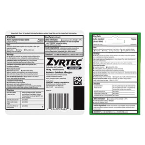 Zyrtec 24 Hour Allergy Relief Tablets, Indoor & Outdoor Allergy Medicine with 10 mg Cetirizine Hydrochloride Antihistamine, Value Bundle of one, 90 ct Bottle & Three, 1 ct Travel Packs Zyrtec buy supplements Au