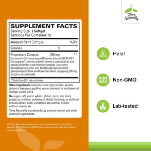 Terry Naturally CuraMed 375mg - Antioxidant Supplement for Brain & Immune Health Support - Dietary Supplement with Curcumin & Turmeric Essential Oil - Herbal Liver Support - 90 Softgels Terry Naturally buy supplements Au