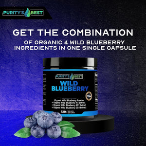 Suplement Purity’s Best Wild Blueberry Extract, Rich in Flavonoids & Anthocyanins, Antioxidant Support for Brain & Heart Health, 4-Month Supply - VelvetGlow USA