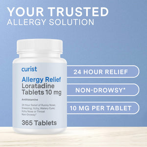 Curist Loratadine 10mg 365 Count - All Day Non Drowsy Allergy Medicine - 24 Hour Antihistamine Tablets for Runny Nose, Itchy Eyes, & Sneezing - Indoor & Outdoor Allergy Medicine for Adults Curist buy supplements Au