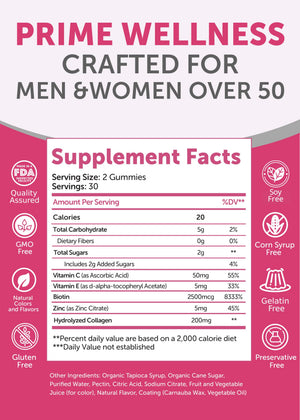 Lunakai USA Made Collagen Gummies for Women & Men Over 50, Biotin & Vitamin C, Supports Skin Elasticity, Hair & Nail Strength, Joint Support, 60ct Lunakai buy supplements Au