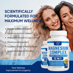 Nutrapure Magnesium Complex 7 Elemental Supplement - Magnesio Complex 1000mg Forms Including Glycinate, Citrate, Malate, Taurate Chelated | Energy Support | Vegan Non-GMO, 90 Capsules (2) WSJAWH buy supplements Au