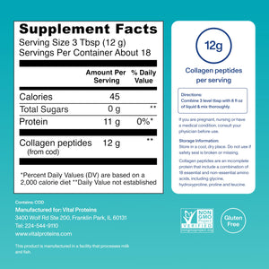 Vital Proteins Marine Collagen Peptides Powder Supplement for Skin Hair Nail Joint - Hydrolyzed Collagen - 12g per Serving - 7.8 oz Canister Vital Proteins buy supplements Au