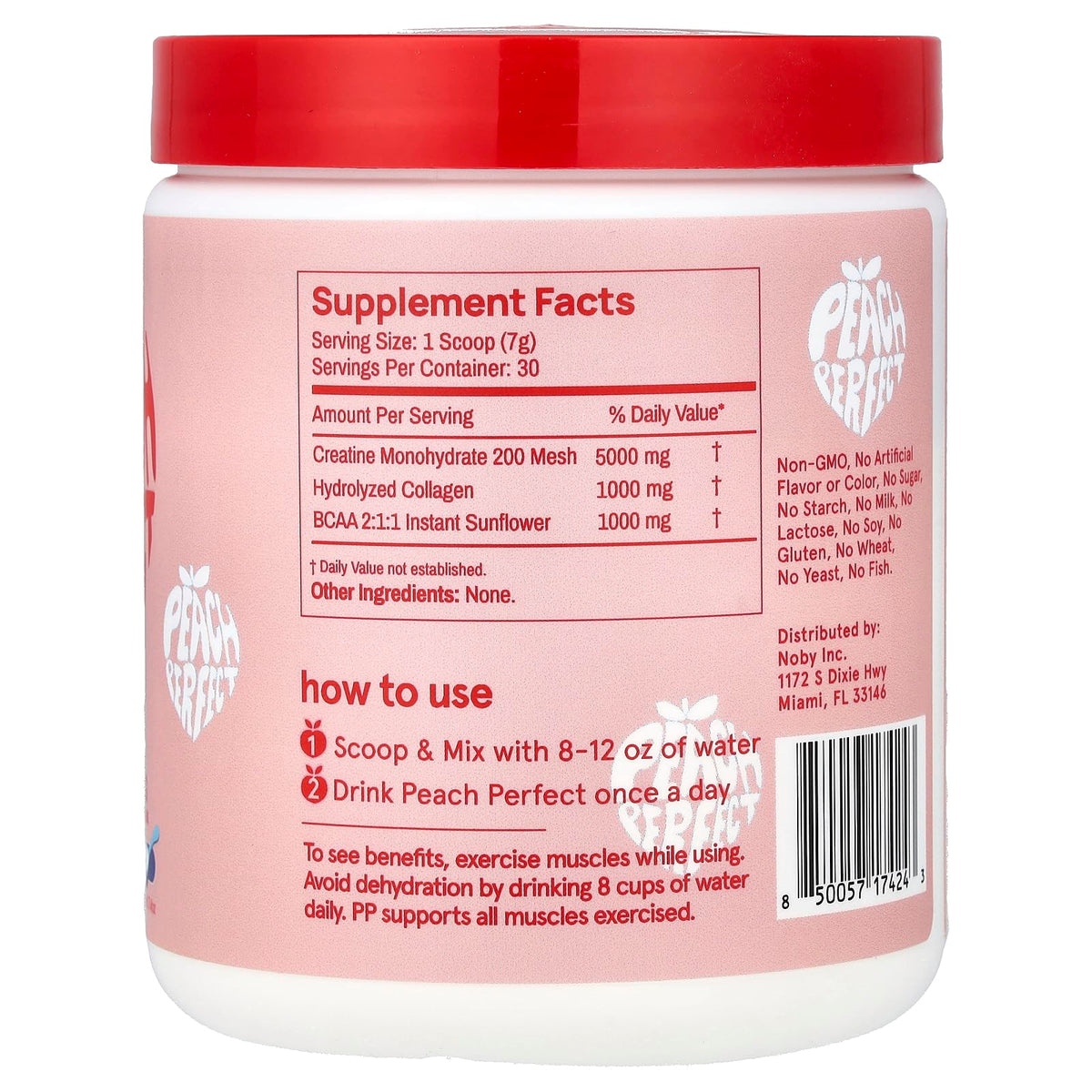 Peach Perfect Creatine for Women – Micronized Creatine Monohydrate Powder with BCAA & Collagen for Glute Strength Support, Boosts Energy, Focus, Strength, and Endurance – Pink Lemonade, 30 Servings