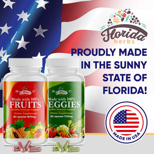 Fruits and Vegetables Supplement - 90 Fruit and 90 Veggie Capsules - Nature Vitamins, Balance of Fruits and Veggies Supports Energy Balance, Soy Free, Vegan Capsules - 90 Count (Pack of 2) FLORIDA HERBSBuy Supplements Australia