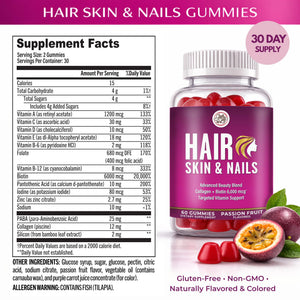 Grab The Gold Hair Skin & Nails Vitamins for Women | Gummies with 6000mcg Biotin & Collagen | 10 Essential Vitamin & Minerals | Gluten-Free, Non-GMO, Passion Fruit Flavor | 1 Month Supply, Made in USA Grab The GoldBuy Supplements Australia