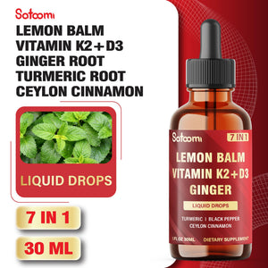 Satoomi 7in1 Lemon Balm Tincture with Vitamin D3, Vitamin K2, Ginger Root, Turmeric, Ceylon Cinnamon and Black Pepper - 1 FL Oz - 60 Day Supply SatoomiBuy Supplements Australia