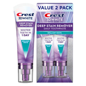 Suplement Crest 3D White Deep Stain Remover Toothpaste, Teeth whitening for Adults, 3.1oz, 2 Pack, Sensitivity Safe, Enamel Repair, Cavity Protection - VelvetGlow USA