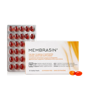 Membrasin Vaginal Moisture Support Vitality Pearls, Menopause Supplement for Vaginal Dryness & Itch, Estrogen-Free Supplement, 100% Natural Formula, Made with Sea Buckthorn Oil, 30 Oral Softgels Membrasin buy supplements Au