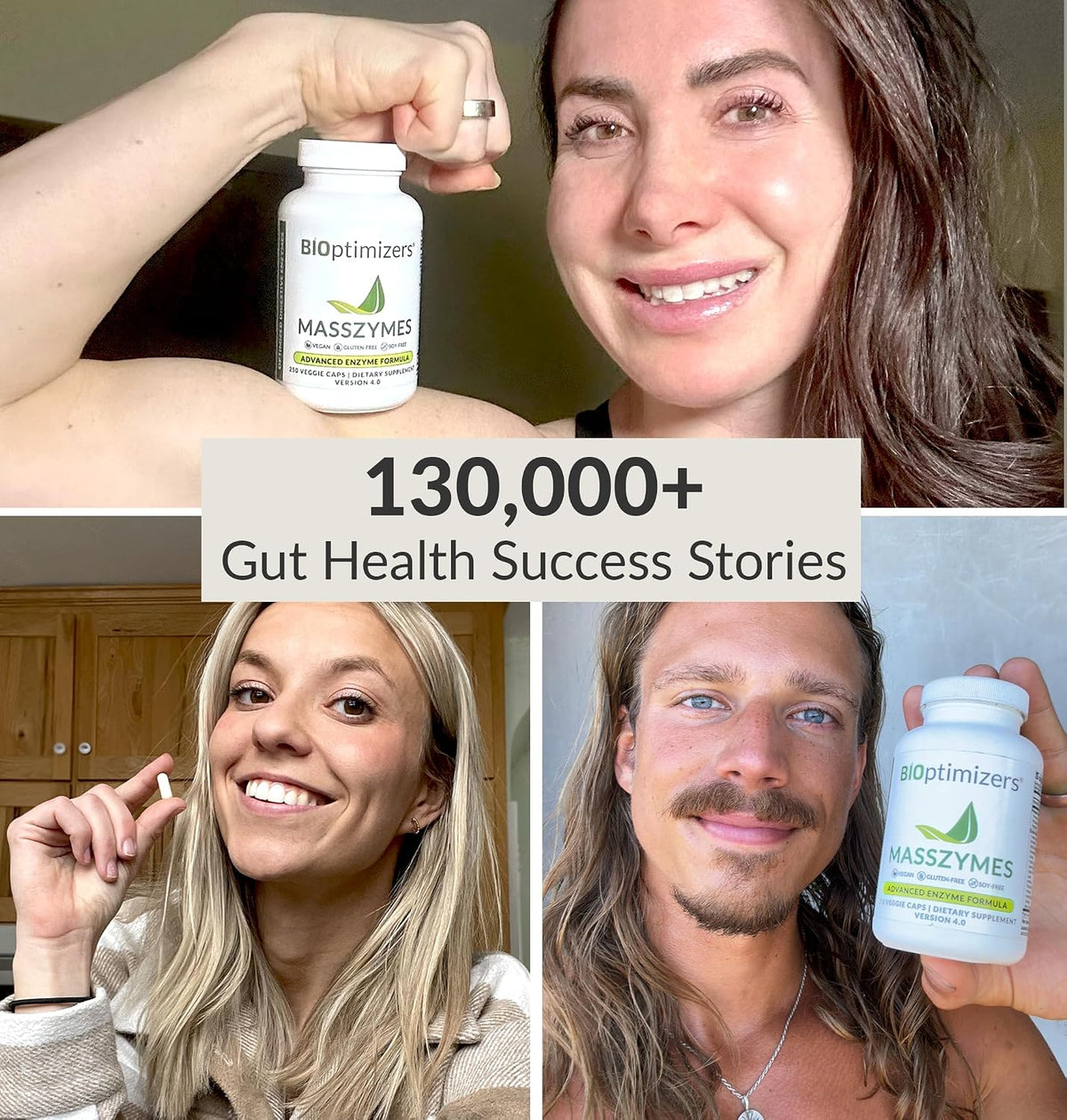 BIOptimizers MassZymes Digestive Enzymes - Probiotic Breakthrough Bundle – Gut Health & Bloating Relief – Prebiotic & Enzyme Support for Digestion, Energy, Health & Recovery – 180 Vegan Capsules
