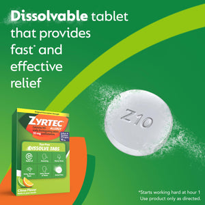 Zyrtec 24 Hour Dye-Free Allergy Relief Dissolve Tablets with 10 mg Cetirizine HCl, Citrus Flavored Antihistamine Allergy Medicine Helps Relieve Sneezing, Runny Nose, & Itchy Eyes, 24 ct Zyrtec buy supplements Au