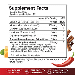 Cayenne Pepper Supplement Liquid Drops + Hawthorn Berry, Vitamin D3 K2 Beet Root Powder, Ceylon Cinnamon, Turmeric Curcumin, Organic Panax Ginseng - 4 OZ Superfood MD buy supplements Au