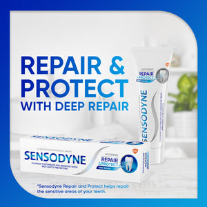 Suplement Sensodyne Repair and Protect Whitening Toothpaste, Toothpaste for Sensitive Teeth and Cavity Prevention, 3.4 oz (Pack of 2) - VelvetGlow USA