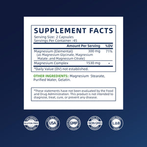 Vicwell Triple Magnesium Complex - 300mg Magnesium from Malate, Glycinate, and Citrate - Supports Stress Relief & Sleep, Nerves & Metabolism, Muscle Relaxation & Bone Health - 90 Capsules(1 Bottle) Vicwell buy supplements Au