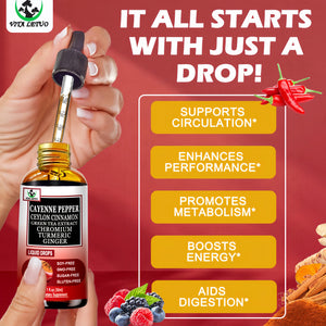 Cayenne Pepper Drops, High Absorption 6-in-1 Liquid Cayenne Pepper Supplement w/Ceylon Cinnamon, Green Tea Extract, Turmeric, Organic Liquid Drops Than Cayenne Capsules Powder Vita letuo buy supplements Au