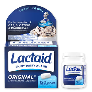 Lactaid Original Strength Lactose Intolerance Pills, 9000 FCC Natural Lactase Enzyme Dairy Relief Caplets, Helps Prevent Gas, Bloating & Diarrhea Due to Lactose Sensitivity in Adults & Kids, 120 Count Lactaid buy supplements Au