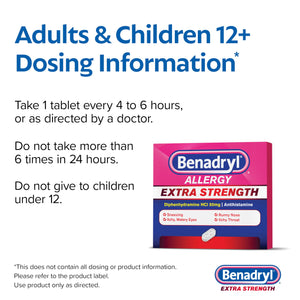 Benadryl Extra Strength Allergy Relief Medicine, 50 mg Diphenhydramine HCl Antihistamine Tablets for Relief of Allergy Symptoms Due to Hay Fever or Other Upper Respiratory Allergies, 24 ct Benadryl buy supplements Au