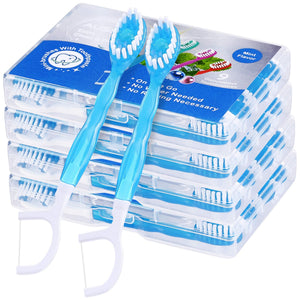 Suplement 36 Pack Mini Disposable Toothbrushes – 5-in-1 Prepasted Travel Toothbrush with Toothpaste Floss & Pick for Hotel Camping Flight Car Guest Use - VelvetGlow USA