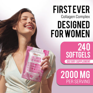 MERRY VITA Collagen for Women ā Hydrolyzed Multi Collagen Peptides Types I, II, III, V & X ā Collagen Supplement with Vitamin C, Biotin & Hyaluronic Acid ā Grass Fed, Non-GMO, 240 Capsules MERRY VITAĀ buy supplements Au