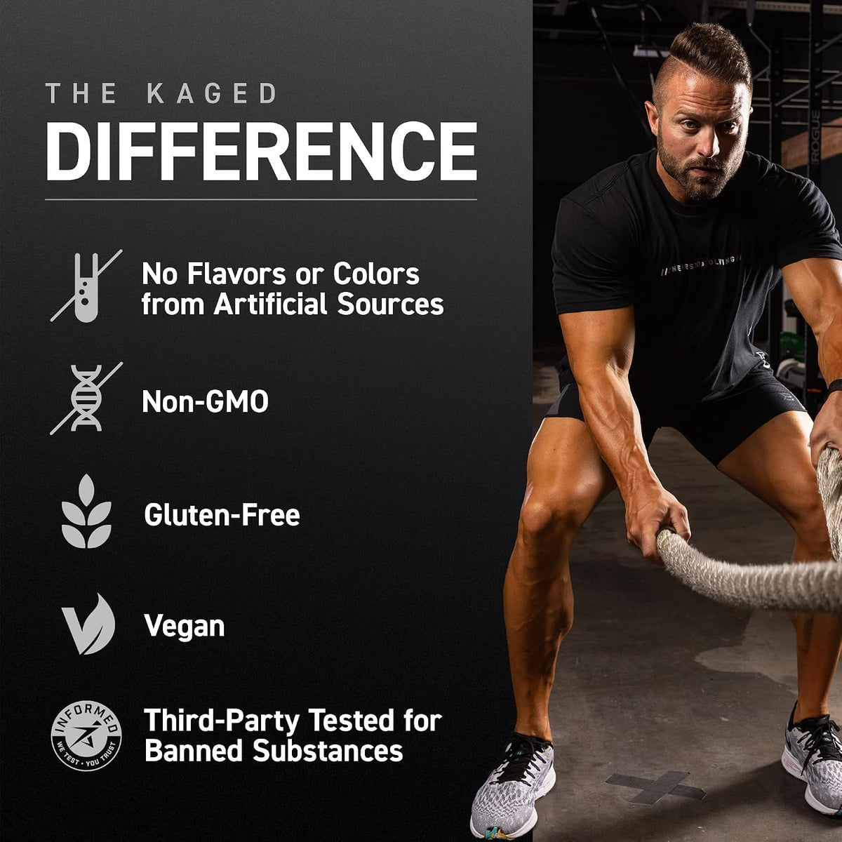 Kaged Pre Sport Pre Workout Powder Glacier Grape Creatine Monohydrate Micronized Powder Bundle, Energy & Muscle Recovery Supplement Pack, 20 Servings Pre-Workout + 100 Servings Creatin