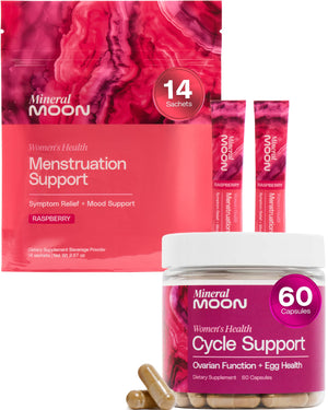 Mineral Moon Hormonal Support Bundle - Menstrual Supplement + Cycle Support - Aid Ovulation, Hormonal Balance & PMS Support - Reduce Period Cramps & Fatigue - Antioxidant Ovarian Support Vitamins Mineral Moon buy supplements Au