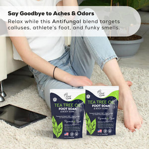 FOOT CURE Tea Tree Oil Foot Soak with Epsom Salt - Best Toenail Fungus Treatment, Athletes Foot & Softens Calluses - Soothes Sore & Tired Feet, Fungal Toe, Foot Odor Scent, Spa Pedicure (Pack of 2) FOOT CURE buy supplements Au