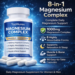 Top Nurex Magnesium Complex Supplement for Women & Men | 1000mg Maximum Absorption | 8 Magnesium Forms Including Glycinate, Citrate, Malate | Supports Relaxation, Sleep, Bone Strength | 90 Capsules Art anime buy supplements Au