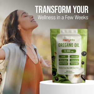 MERRY VITA Oil of Oregano with Black Seed Oilβ Oregano Oil Capsules Organic, High Carvacrol β Aceite de OrΓ©gano CΓ‘psulas, Immune Support Supplement β Non-GMO - 300 Softgels MERRY VITAΒ buy supplements Au