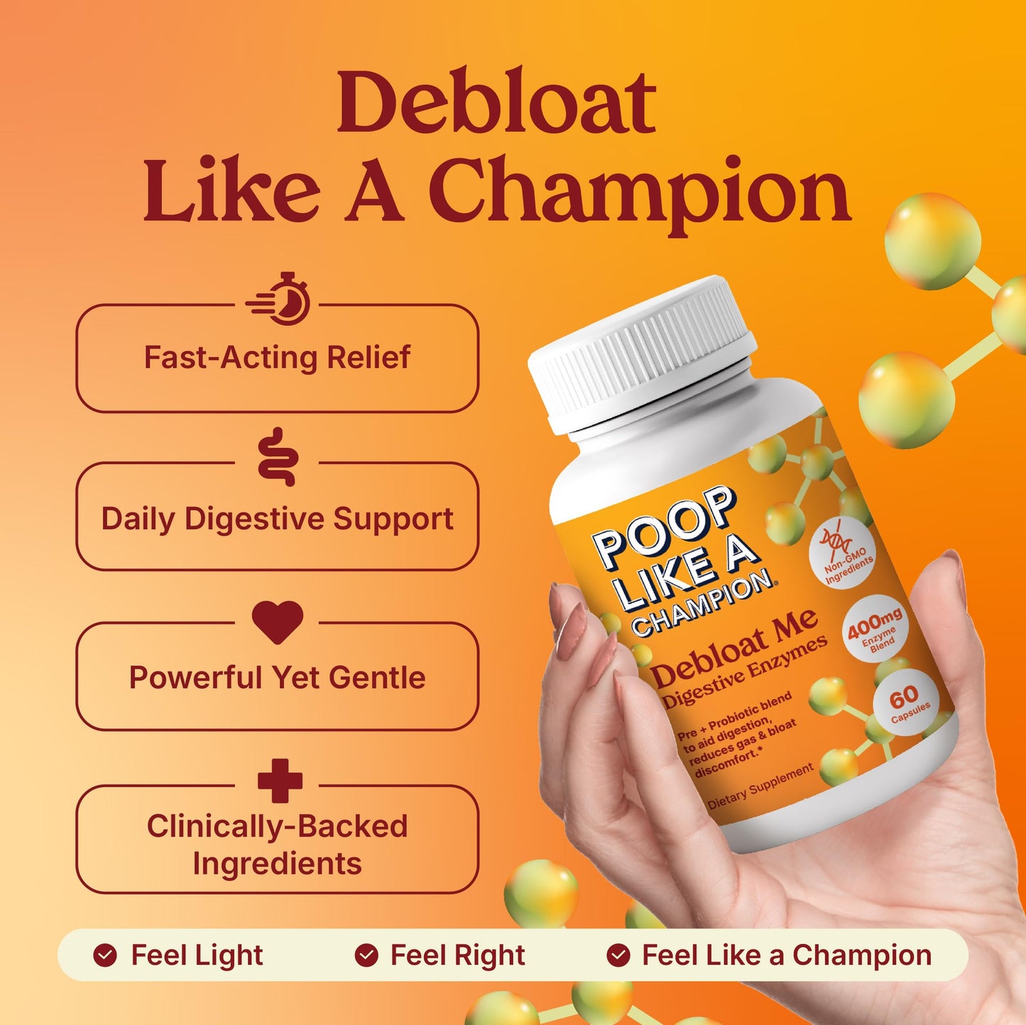 Poop Like a Champion Bloating Relief Digestive Enzymes, Probiotic Powered Capsules to Support Digestive Health and Gas Relief, 60 Capsules Poop Like a Champion buy supplements Au