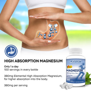MGSPORT Magnesium Supplement 380mg - High Absorption Magnesium Complex Formula with Vitamins B6, D, E - Supports Muscle Function and Sleep Quality - 100 Servings MgSport buy supplements Au