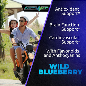 Suplement Purity’s Best Wild Blueberry Extract, Rich in Flavonoids & Anthocyanins, Antioxidant Support for Brain & Heart Health, 4-Month Supply - VelvetGlow USA