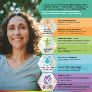 Health & Her Multivitamin for Women Taking Menopause Hormone Therapy (MHT/HRT) - Supplements for Women - Nutrition and Wellbeing Support - 1 Month Supply, 60 Tablets - Vegan & Gluten Free Health and Her buy supplements Au
