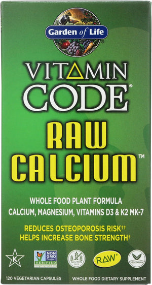 Garden of Life Raw Calcium Supplement for Women and Men - Vitamin Code Made from Whole Foods with Magnesium, K2, Vitamin D3 and Vitamin C plus Probiotics for Digestion, 120 Capsules Garden of Life buy supplements Au