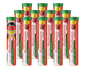 T&D German Multvitamin + Minerals 10 Vitamins 2 Minerals - 240 Vegan Drink Effervescent Tablets - Pomegranate Flavor - Made in Germany T&D buy supplements Au
