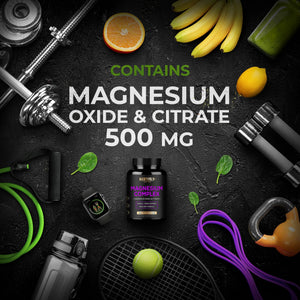 Magnesium Citrate & Oxide 500mg Complex Supplement - High Absorption Maximum Strength - Helps Support Bone Density and Strength, Muscles, Energy and Sleep - 120 Vegan Capsules NURTURLY buy supplements Au
