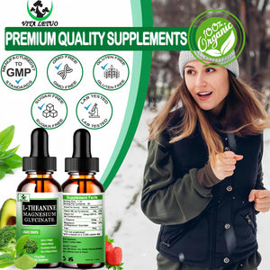L Theanine Drops, Liquid L-Theanine Supplement 200mg w/Magnesium Glycinate,Vitamins,Fiber for Relaxation,Sleep,Digestion, Calm,High Absorption Mood Support for Adults & Kids,Plant Based,Non-GMO Vita letuoBuy Supplements Australia