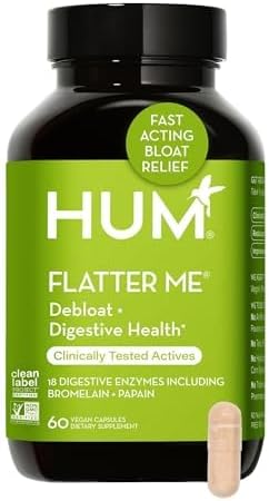 HUM Flatter Me Digestive Enzymes, Digestion & Bloating Support, 60 Count