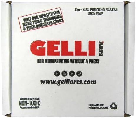 Gelli Arts 5" X 5" 10 Plates Gel Printing Plates - Gel Plate Class Pack, Reusable Printing Items, Printmaking Supplies for School, Clear Monoprinting, Items for Art Classes