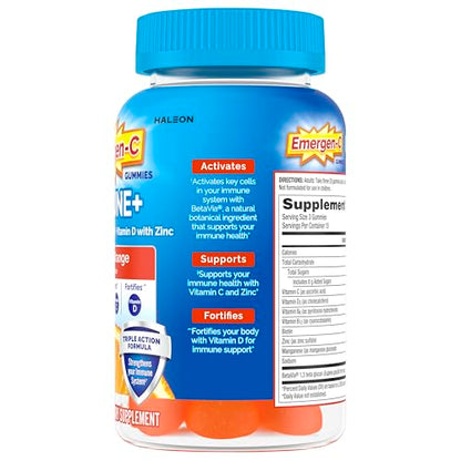 Emergen-C Immune+ Triple Action Immune Support Gummies, BetaVia (R), 1000mg Vitamin C, B Vitamins, Vitamin D and Antioxidants