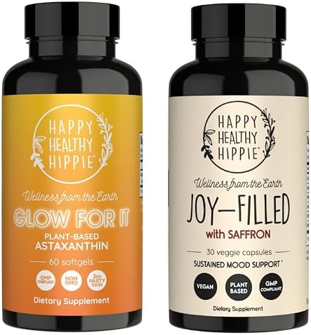 Happy Healthy Hippie Joy-Filled with Saffron Mood Support Supplement & Glow for It Astaxathin Supplement